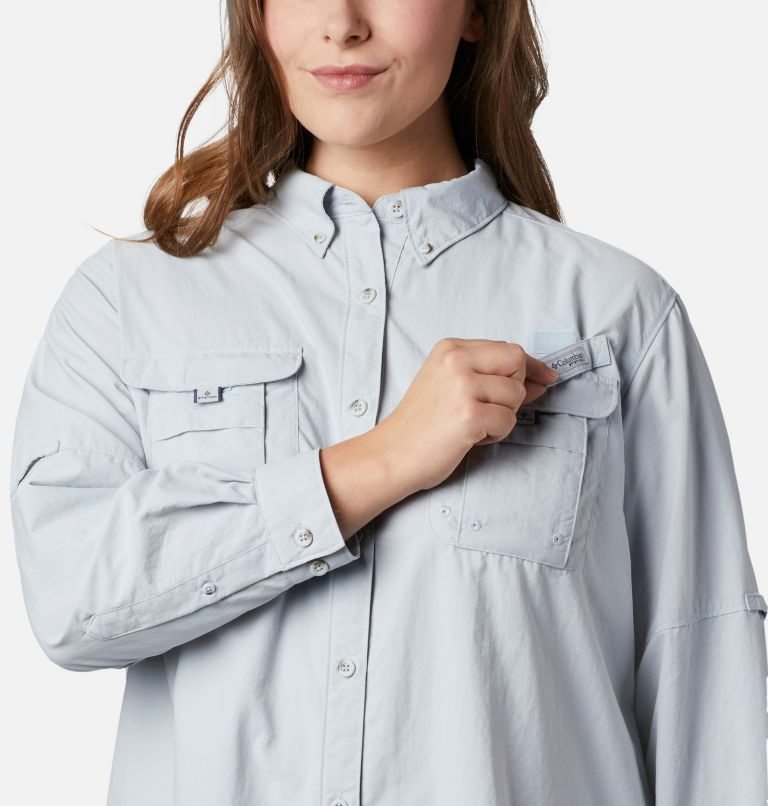 Women's Columbia PFG Bahama Long Sleeve Shirts Light Grey | Plus Size CA-SLA84